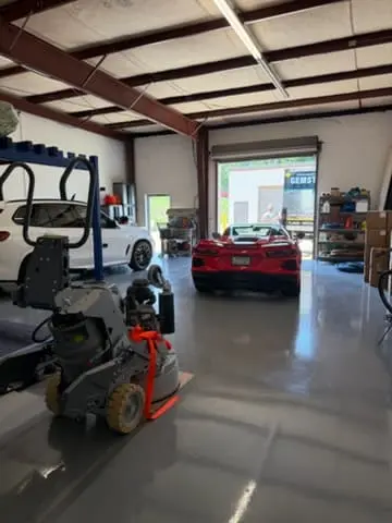 Clear coated concrete floor